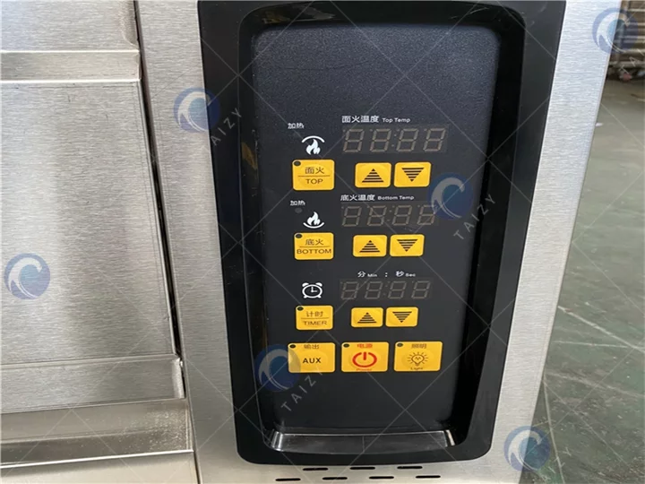 Commercial bakery oven control panel